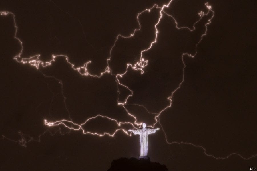 BRAZIL-WEATHER-STORM-LIGHTNING-CHRIST THE REDEEMER